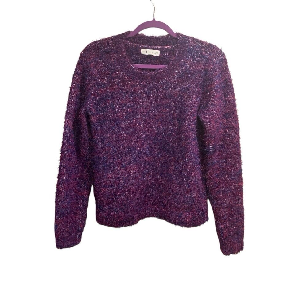 Lou and Grey Womens Purple Pink Haze Fuzzy Long Sleeve Sweater M Valentines Day